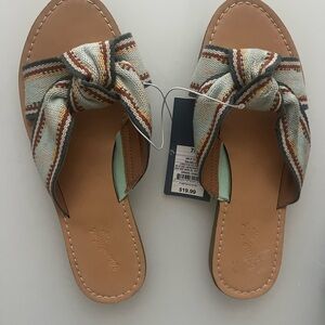 Universal Thread Striped Knotted Sandals - Brown and Cream